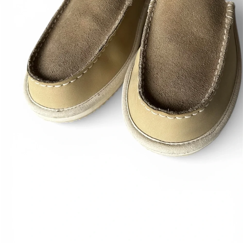 L.L. Bean Tan Suede Slip-On Loafers with Warm Lining